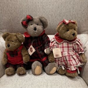 Boyd's Bears Juniper J Bearsley Wool Red Plaid Coat Lot Of 3 NWT